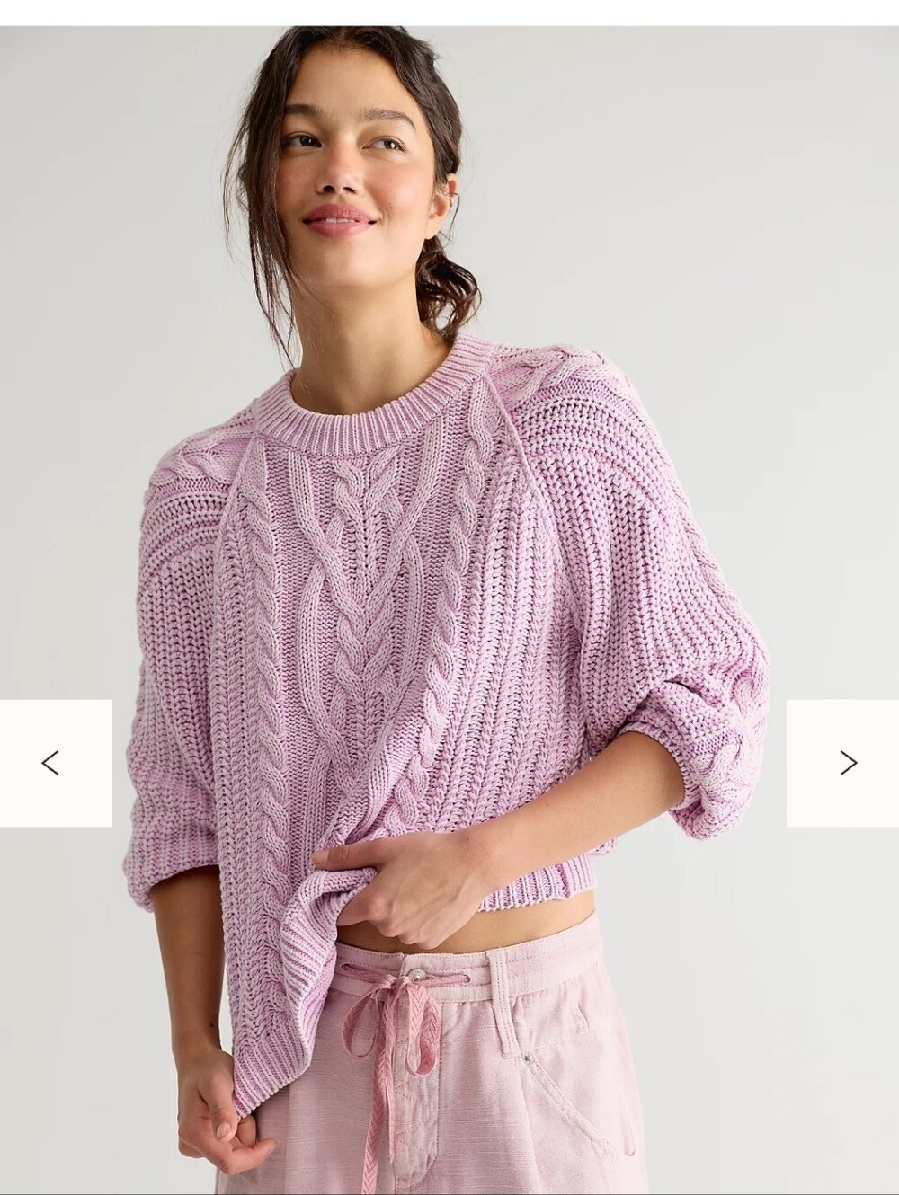 NWT Free People $174 Frankie Cable Knit 100% Cotton Sweater